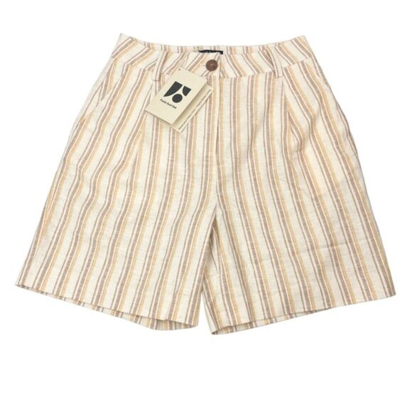 NWT FRANK & OAK Striped Amelia Hemp Blend Short Sz 2 - Picture 2 of 5